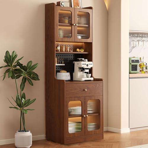 LHXLSH Sideboard, Küchenschrank Highboard, Breit Mit Stauraum, Aufbewahrungsschrank, Küchenschrank Buffetschrank Mit Arbeitsplatte, Schiebetüren Schublade Ablage(Brown,50cm/19.6in) von LHXLSH