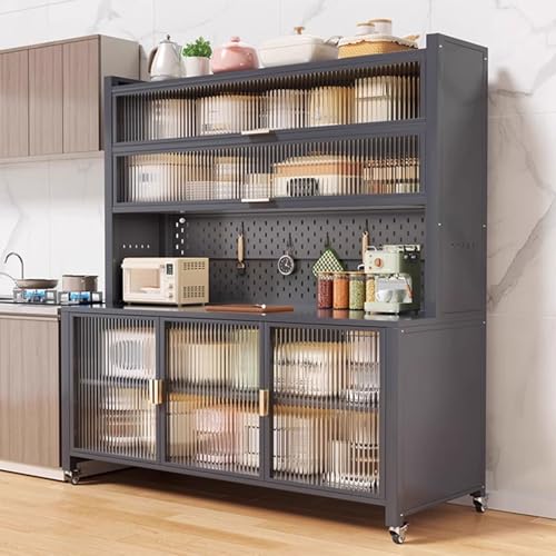 LHXLSH Sideboard, Mehrzweckschrank, Küchenschrank Buffetschrank Mit Arbeitsplatte, Küchenschrank Hoch Und Küchenvorratsschrank für Die Küche(Black,80cm/31.5in) von LHXLSH