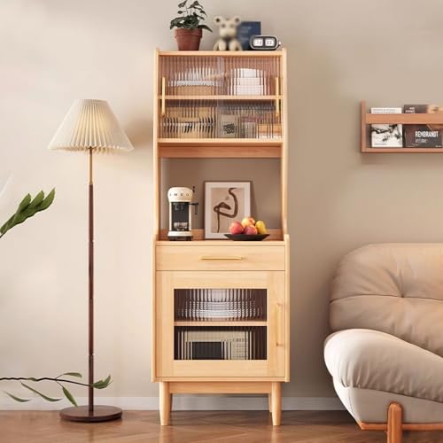 LHXLSH Vorratsschrank Küche, Küchenschrank Buffetschrank Mit Arbeitsplatte, Aufbewahrungsschrank, Vitrinenschrank, Buffetschrank, Mehrzweckschrank(Light Brown) von LHXLSH