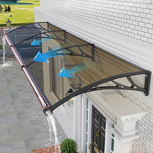 Vordach für Haustür, UV-Regen-Schneeschutz Pultvordach, Fenster Haustürvordach, Türüberdachung, Haustürvordach für Tür Fenster Balkon Garage Terrasse(80x120cm/31x47in) von LHXLSH