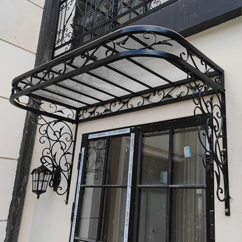 Wasserdicht Haustürvordach, Garten-Vordächer Regenmarkise, Terrassendach Regenschutz & UV-Schutz, Haustürvordach Für Tür Fenster Balkon Garage Terrasse(Black-B,60 * 100cm/24 * 39in) von LHXLSH