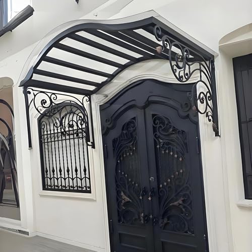 Wasserdicht Haustürvordach, Garten-Vordächer Regenmarkise, Terrassendach Regenschutz & UV-Schutz, Haustürvordach Für Tür Fenster Balkon Garage Terrasse(Black-E,50 * 90cm/20 * 35in) von LHXLSH