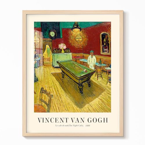 Vincent Van Gogh Wandkunst-Poster – The Night Cafe Bild Abstrakte Leinwand Kunstdrucke Van Gogh berühmtes Ölgemälde Impressionismus Wanddekoration gespannt und gerahmt für Zuhause Küche Dekoration – von LHZSJWDCCR