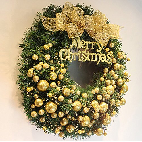 LI SHI XIANG SHOP Weihnachtskranz Tür Ornamente Schöne Weihnachtsschmuck (Farbe : Gold, größe : 80cm) von LI SHI XIANG SHOP