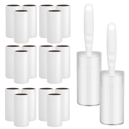20 Rollen (1200 Blatt) Fusselrolle, mit 2 Griffe und 2 Staubschutz, Ideal als Fusselrolle tierhaare, Fusselbürste kleidung oder lint roller für Kleidung, Fusselroller, Bett,Sofa,Katzen- und Hundehaare von LIAILA