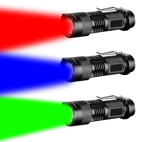 LIAISIMI LED-Taschenlampe Multifunktions-Arbeitsleuchte Tragbare Mini-Lampe 3 Modi einklappbare Taschenlampe Ideal für Camping, Wandern, Nachtsicht, Nachtangeln, Astronomie und Notfälle (3, R+B+G) von LIAISIMI