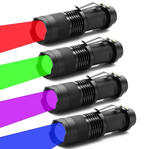 LIAISIMI LED-Taschenlampe Multifunktions-Arbeitsleuchte Tragbare Mini-Lampe 3 Modi einklappbare Taschenlampe Ideal für Camping, Wandern, Nachtsicht, Nachtangeln, Astronomie und Notfälle (4, R+B+G+P) von LIAISIMI