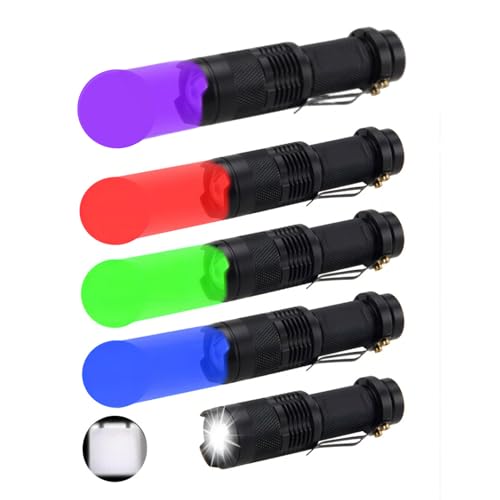 LIAISIMI LED-Taschenlampe Multifunktions-Arbeitsleuchte Tragbare Mini-Lampe 3 Modi einklappbare Taschenlampe Ideal für Camping, Wandern, Nachtsicht, Nachtangeln, Astronomie und Notfälle (5, R+B+G+P+W) von LIAISIMI