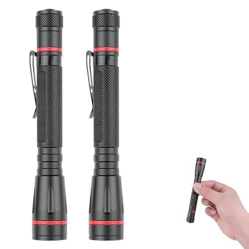 LIAISIMI Mini LED Taschenlampe,3 Modi Handheld Taschenlampe Klein,LED Pocket Stift Licht,Stiftlicht mit Clip, zoombar, wasserdicht für Wandern, Camping, Notfall, Outdoor (2 Pack, 13cm) von LIAISIMI