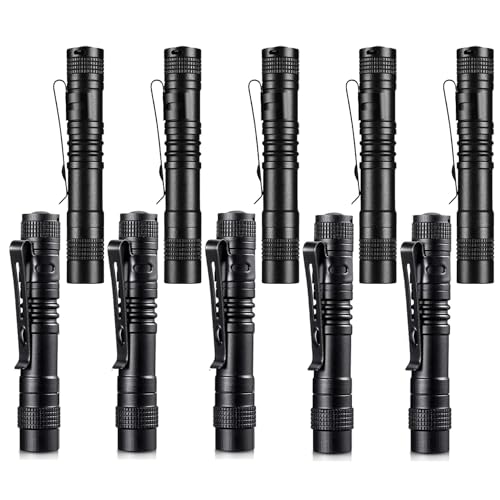 LIAISIMI Mini Taschenlampe, 10 Stück Tragbare LED Taschenlampe Pen Light, 200 Lumens Stift Lampe perfekt für Inspektion, Arbeit, Reparatur, 1*AAA-Batterien (Nicht Enthalten)-9 cm von LIAISIMI