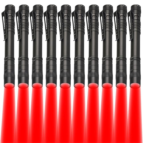LIAISIMI Rotlicht Taschenlampe Mini Rot LED Taschenlampen mit Stift Clip Wasserdichte Taschenlamp Rote Taschenlampe 13cm für Sternenbeobachtung, Nachtsicht, Angeln, Erkundung (10 Pack-Red) von LIAISIMI