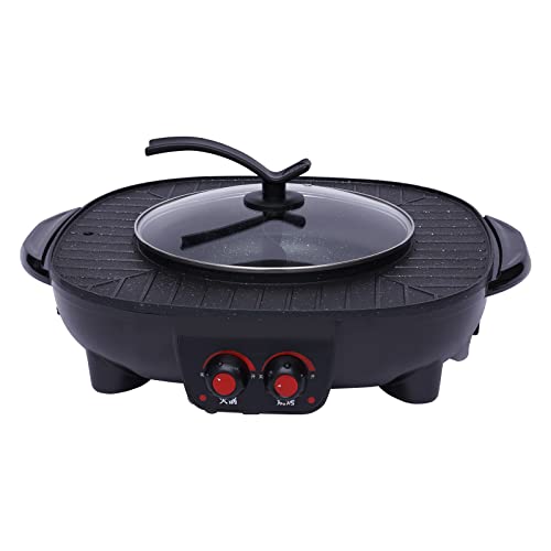 2 In 1 Hot Pot und Grill, 2000W BBQ Tischgrill mit 3L Hotpot, Grillpfanne Elektrische Pfanne für 5-6 Personen von LIAIZE