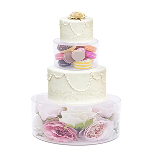LIAIZE 2 Set Klare Fillable Tortenständer Display Box(10*4in & 6*4in), Runder Zylinder Befüllbarer Kuchen-Displaybox aus Acryl, Füllbare Kuchen-Schnuller von LIAIZE