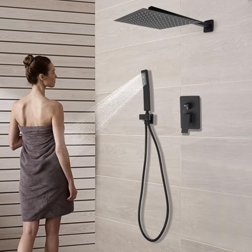 Wandmontage Regenbrause Set, G1/2 Dusche Duscharmatur mit 30 * 30cm Duschkopf oben, Handbrausekopf und Schlauch Wandmontage Regenbrause Set, G1/2 Dusche Duscharmatur mit 30 * 30cm Duschkopf oben, Handbrausekopf und Schlauch von LIAIZE