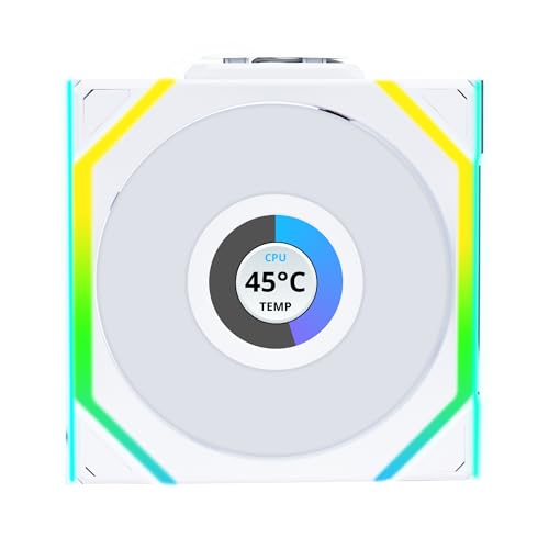 Lian Li Uni Fan SL - LCD Wireless 120 - ARGB-Lüfter - 1,6-Zoll-LCD-Display - 2,4 GHz kabellose Steuerung - Weiß - 120 mm x 120 mm x 5 cm - Desktop Kompatibel von LIAN LI