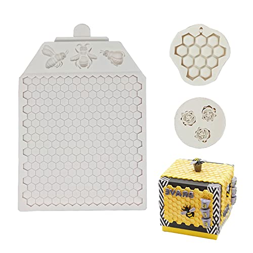 3 Stück Bee Fondant Silikonform Wabe Fondant Bee Bienen Bee Bienen Fondant Biene Silikonformen Bienenwabe Bienenwabe Form DIY Silikon Formen für Kuchen Kekse Süßigkeiten Seife Schokolade von LIANCHEN