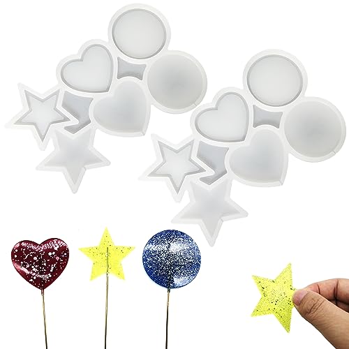 LIANCHEN 2Stück Transparente Silikonform Unregelmäßige Silikonform für Süßigkeiten Runder Silikonform Herz-Silikon Lutscherformen Multifunktionale 3 Formen für Party Urlaub Backen Kuchen Schokolade von LIANCHEN