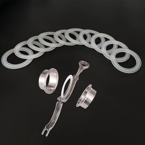 LIANCHNE 10 Stück 1,5 "Tri-Clamp Dichtung Silikondichtung 2 Zoll Tri-Clamp-Dichtung Dichtungsringe Silikon Dichtring Unterlegscheibe Set O-Ring für OD 50,5mm Sanitär Rohr Schweißzwinge (Modell 1) von LIANCHEN