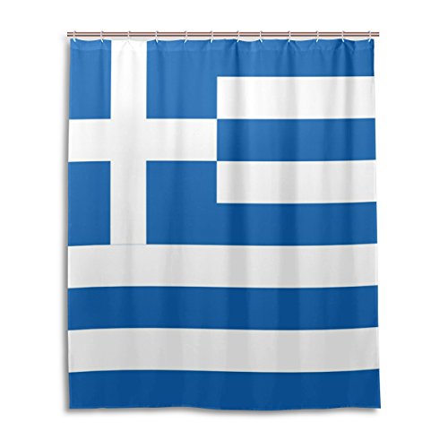 LIANCHENYI Duschvorhang, Motiv: griechische Flagge, wasserdicht, 100 % Polyester, Heimdekoration, Badezimmer, Duschvorhang, 152,4 x 182,9 cm von LIANCHENYI