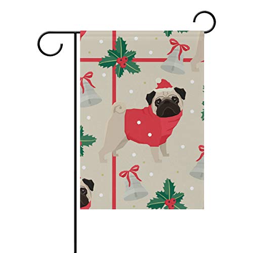LIANCHENYI Merry Christmas Pugs doppelseitige Familienflagge Polyester Outdoor Flagge Home Party Decro Garten Flagge 30,5 x 45,7 cm von LIANCHENYI