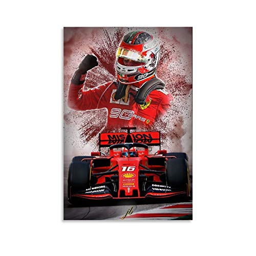 LIANGBO Sfondi Ferrari F1 Leclerc Poster dekorative Malerei Leinwand Wandkunst Wohnzimmer Poster Schlafzimmer Malerei 12x18inch(30x45cm) von LIANGBO