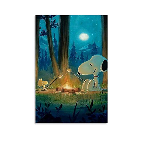 LIANGBO Snoopy and Woodstock Roasting Marshmallows Leinwand Kunst Poster und Wandkunst Bilddruck Moderne Familienzimmer Dekor Poster 12x18inch(30x45cm) von LIANGBO