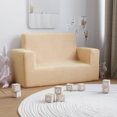 LIANGDONFC Gazebo-Stuhl, Sofa für das WohnzimmerKindersofa 2-Sitzer Creme Weich PlüschGeeignet für Innenhof, Café, Wohnzimmer von LIANGDONFC