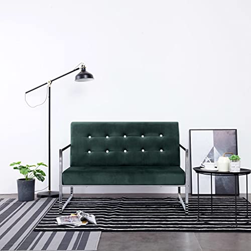 LIANGDONFC Mode-Sofa, Salonsitzmöbel2-Sitzer-Sofa mit Armlehnen Dunkelgrün Chrom und SamtGeeignet für Cafe, Garten, Wohnzimmer von LIANGDONFC