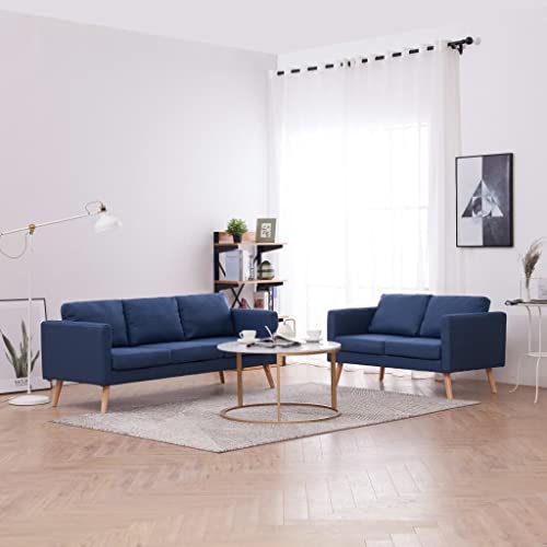 LIANGDONFC Mode-Sofa, Salonsitzmöbel2-tlg. Sofagarnitur Stoff BlauGeeignet für Cafe, Garten, Wohnzimmer von LIANGDONFC