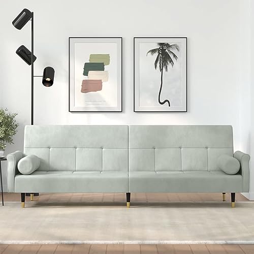 LIANGDONFC Mode-Sofa, SalonsitzmöbelSchlafsofa mit Kissen Hellgrau SamtGeeignet für Cafe, Garten, Wohnzimmer von LIANGDONFC