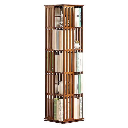 LIANGERMAO Bücherregal drehbar, Bambus Drehbares bücherregal, 360° Rotating Bookshelf, Bücherregal, Schrank, für Schlafzimmer, Wohnzimmer, Arbeitszimmer und Büro (Teal - fünf Schichten) von LIANGERMAO