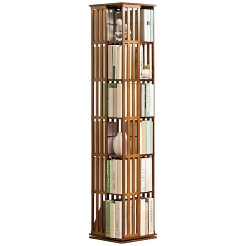 LIANGERMAO Bücherregal drehbar, Bambus Drehbares bücherregal, 360° Rotating Bookshelf, Bücherregal, Schrank, für Schlafzimmer, Wohnzimmer, Arbeitszimmer und Büro (Teal - sechs Schichten) von LIANGERMAO