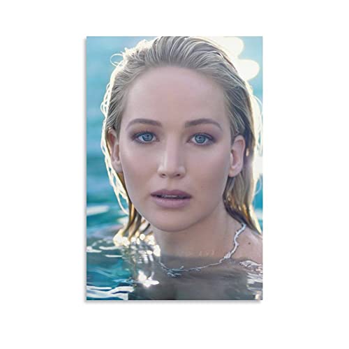 Jennifer Lawrence Beauty Star Kunst-Foto-Poster, 16 Wandkunst, Poster, Geschenke, Schlafzimmer-Drucke, Heimdekoration, hängendes Bild, Leinwand, Gemälde, Poster, 60 x 90 cm von LIANGFANG