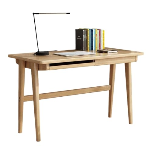LIANGGM Schreibtisch 47-Zoll-Computertisch Mit Schubladen Und Tastaturablage, Bürotisch Aus Massivholz, Moderner Schreibtisch Für Zuhause, Schlafzimmer Bürotisch Arbeitsplatz(Natural) von LIANGGM