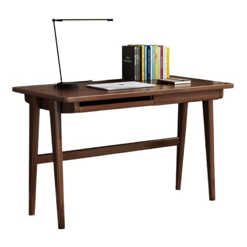 LIANGGM Schreibtisch 47-Zoll-Computertisch Mit Schubladen Und Tastaturablage, Bürotisch Aus Massivholz, Moderner Schreibtisch Für Zuhause, Schlafzimmer Bürotisch Arbeitsplatz(Walnut) von LIANGGM