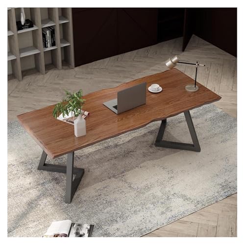 LIANGGM Schreibtisch Computertisch Aus Massivholz, Home-Office-Schreibtisch, Schreibtisch, Konferenztisch Mit Stahlrahmen, Schreibtischdicke 5 cm Bürotisch Arbeitsplatz(180x80x75cm) von LIANGGM