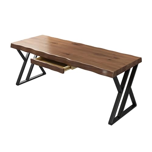 LIANGGM Schreibtisch Computertisch Aus Massivholz, Schreibtisch Schmiedeeisen Mit Schublade, Für Zuhause, Spieltisch, Schreibtischdicke 5 cm Bürotisch Arbeitsplatz(160x70x75cm) von LIANGGM