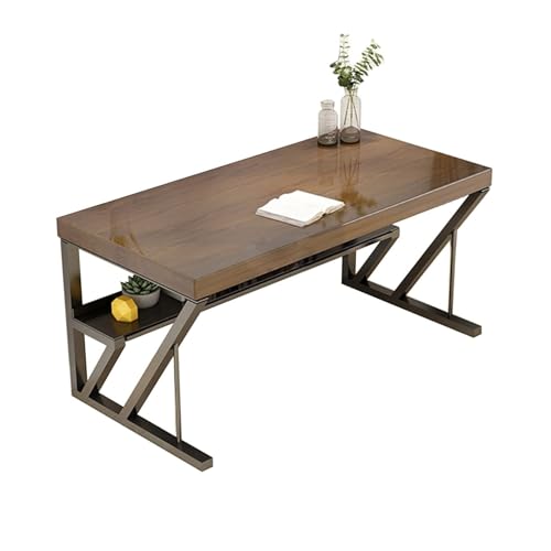 LIANGGM Schreibtisch Computertisch Aus Massivholz Mit Regal Home Business Office Schreibtisch Schmiedeeisen Beine Gaming-Schreibtisch Bürotisch Arbeitsplatz(100 * 60 * 75cmcm) von LIANGGM