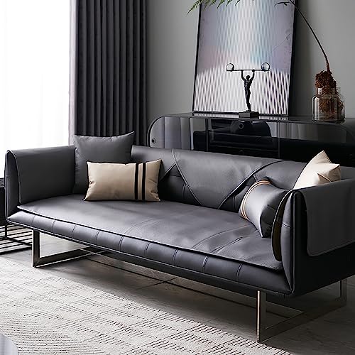 LIANGLAOI Kunstleder Sofabezug 1 2 3 4 Sitzer,rutschfest Sofa Überwurf,Waterproof PU Sofa Abdeckung Sofaüberwurf für Hunde,Katzen,Haustiere,Armlehne,Rückenlehne-Dunkelgrau,1pc-60x180cm von LIANGLAOI