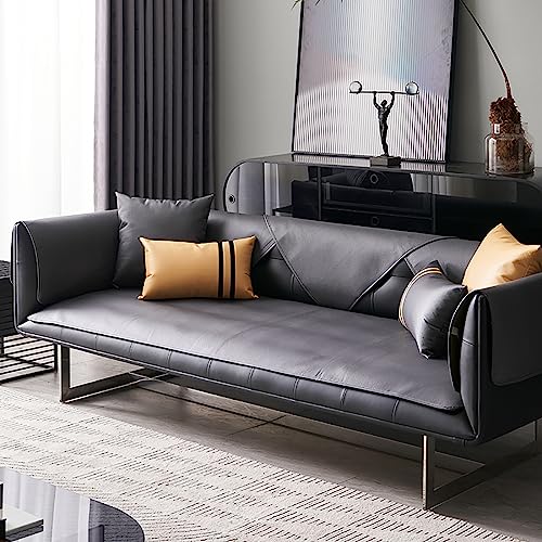 LIANGLAOI Kunstleder Sofabezug 1 2 3 4 Sitzer,rutschfest Sofa Überwurf,Waterproof PU Sofa Abdeckung Sofaüberwurf für Hunde,Katzen,Haustiere,Armlehne,Rückenlehne-Schwarz,1pc-70x210cm von LIANGLAOI