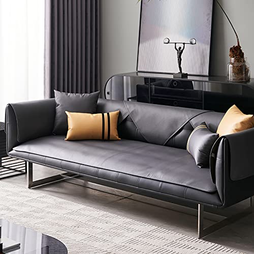 LIANGLAOI Leder Sofabezug 1 2 3 4 Sitzer,rutschfest Sofa Überwurf,L Form Sofa Abdeckung,Einfarbig Sofaüberwurf für Hunde,Katzen,Haustiere,Liebessitz,Liege,Armlehne,Rückenlehne-Schwarz,60x60cm von LIANGLAOI