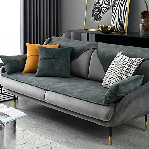 LIANGLAOI Velvet Sofabezug 1 2 3 4 Sitzer,Samt Sofa überzug Ecksofa Anti-rutsch Sofa Überwurf,Einfarbig L Form Sofaüberwurf,Pets Dog Couch überzug Sofaschoner-Dunkelgrün,60x60cm von LIANGLAOI