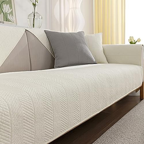 LIANGLAOI rutschfeste Sofabezug Sofadecke,Baumwolle Sofa Abdeckung 1 2 3 4 Seater L Shape Sofaüberwurf,Hund Katze Überwurf Hundedecke Ecksofa Sofa Schutzdecke Sofaschutz-Beige,1pc-70x120cm von LIANGLAOI