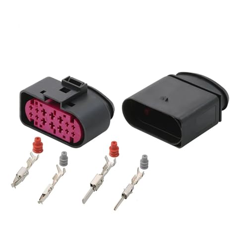 1-20Sets 14-poliger versiegelter Auto-Xenon-Scheinwerferlampen-Anschlussstecker 1,5 mm 3,5 mm Buchse 1J0 973 837 1J0973737 1J0973837(Male Female Set,1Set) von LIANGMEI