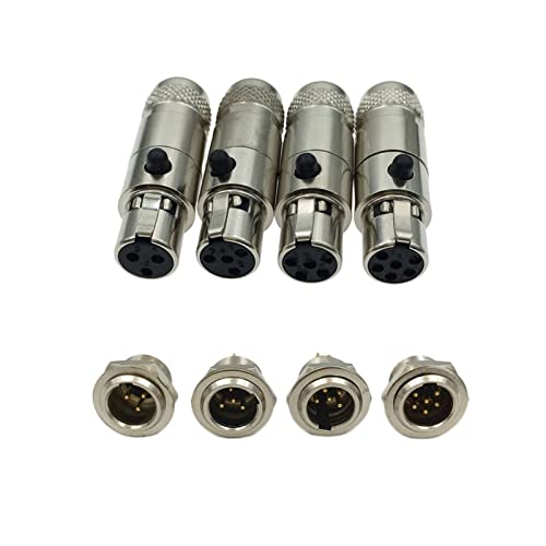 LIANGMEI Qingqing Store 2 Stück Metall Mini XLR 3 4 5 6 Pin weiblicher/männlicher Sockel klein XLR. Audiomikrofonstecker DIY Mic. Geeignet for den Säulen (Color : 2Pcs Female Plug, Pins : 4PIN) von LIANGMEI