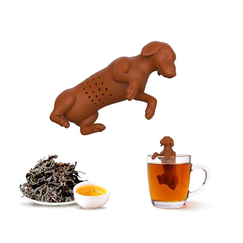 CHENNAN Teesieb Infuser Teefilter für Losen tee Teesieb für Tasse aus 100% lebensmittelechtem Silikon Modernes Design in Der Hund-Form Lustig für die meisten Tee Kannen und Tee Tassen (braun) von CHENNAN