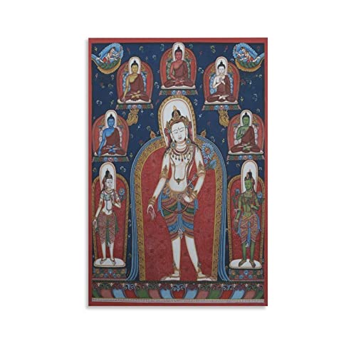 LIANGSHUANG Avalokiteśvara Around Buddha In Mudras aus Nepal Thangka Gemälde Wohnkultur Poster Wandkunst Hängender Bild Druck Dekorative Malerei Poster 30 x 45 cm von LIANGSHUANG