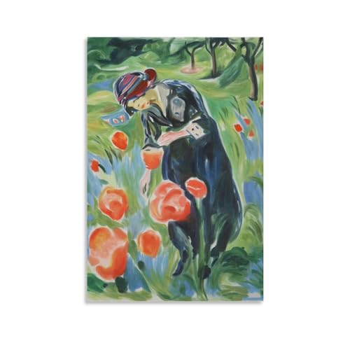 LIANGSHUANG Poster mit norwegischen Malern, Edvard Munch Frau mit Mohnblumen, Wandkunst, Gemälde, Leinwanddrucke, Dekor-Poster, Kunstwerke, 50 x 75 cm von LIANGSHUANG