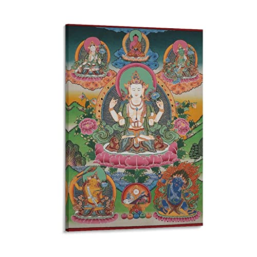 LIANGSHUANG Tibetisches Chenrezig Avalokiteshvara Poster Gemälde Leinwand Wandkunst Wohnzimmer Poster Malerei 20 x 30 cm von LIANGSHUANG