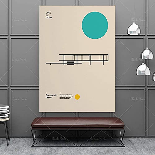 Haus Ludwig Mies Van Bilder Leinwand der Rohe Minimale Architektur Bauhaus Wandkunst Malerei, Poster Wandbilder Wohnzimmer Dekor ohne Rahmen (80x120cm) von LIANGX